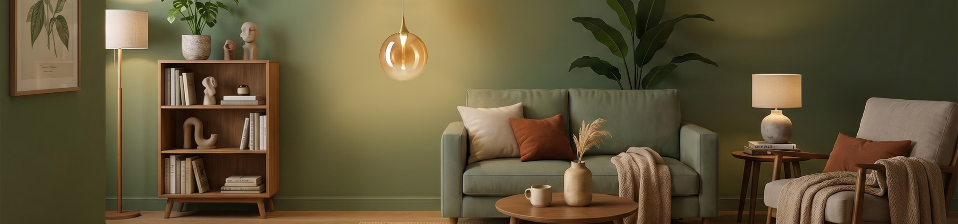 Decorative lighting in a contemporary living room