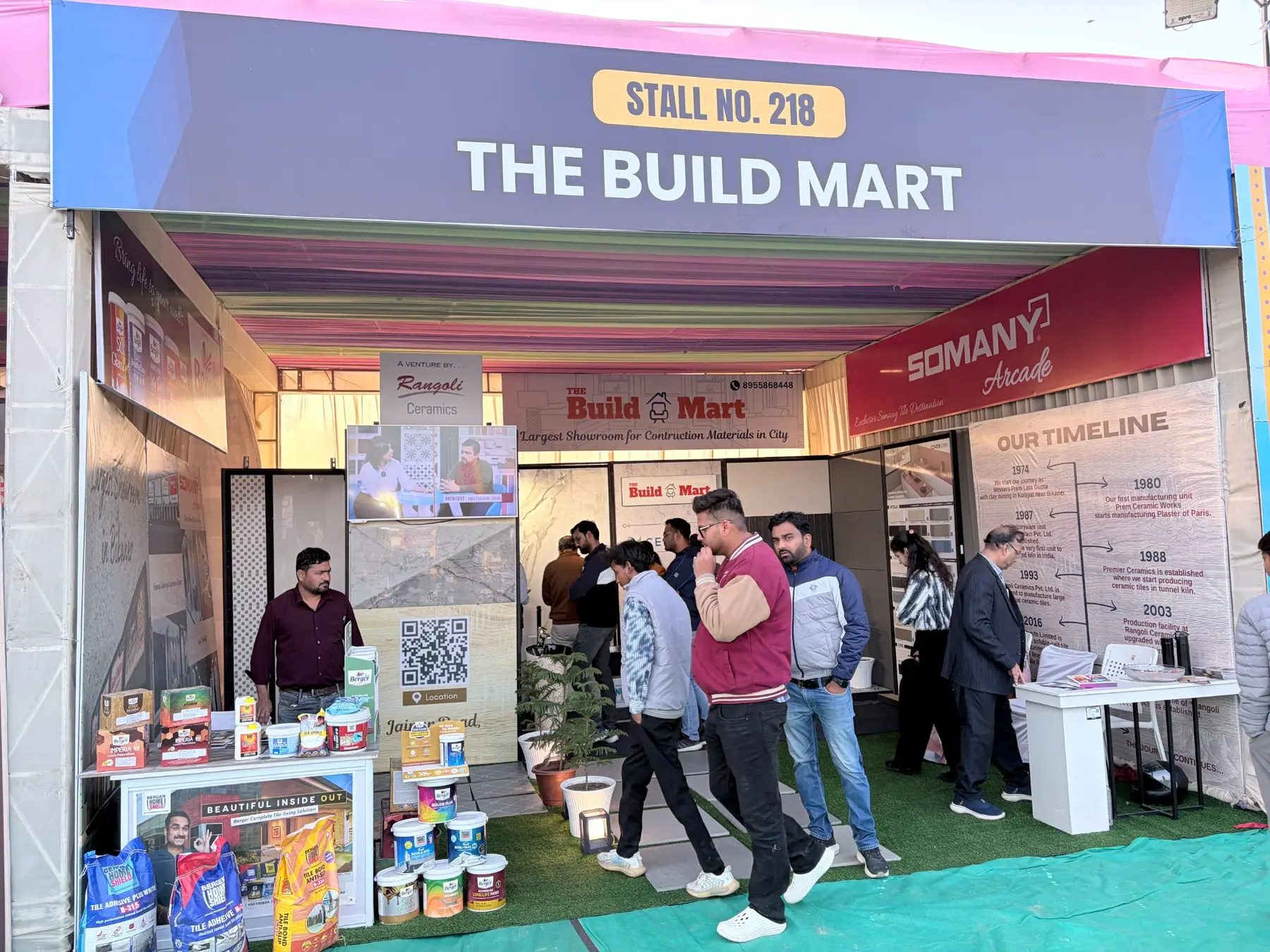 Visitors exploring The Build Mart stall during the Bikaner industrial trade fair