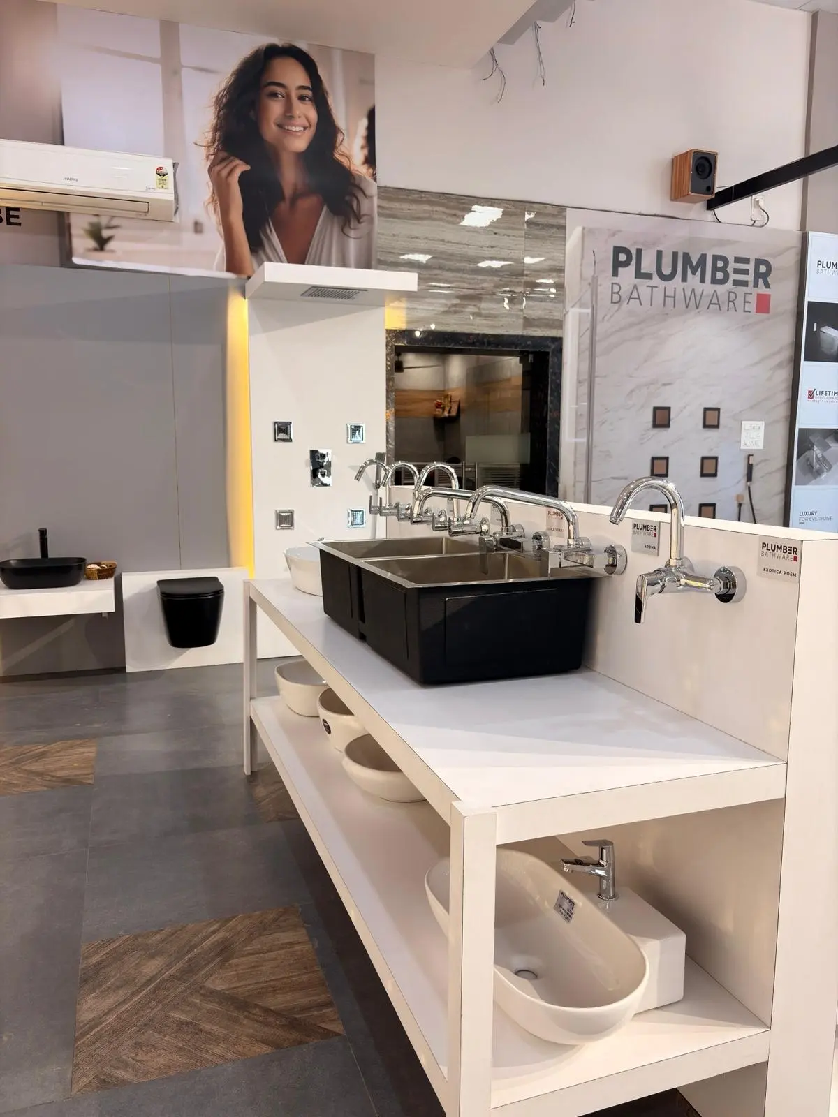 Newly inaugurated Plumber Bathware sanitaryware and CP fittings display at The Build Mart Bikaner