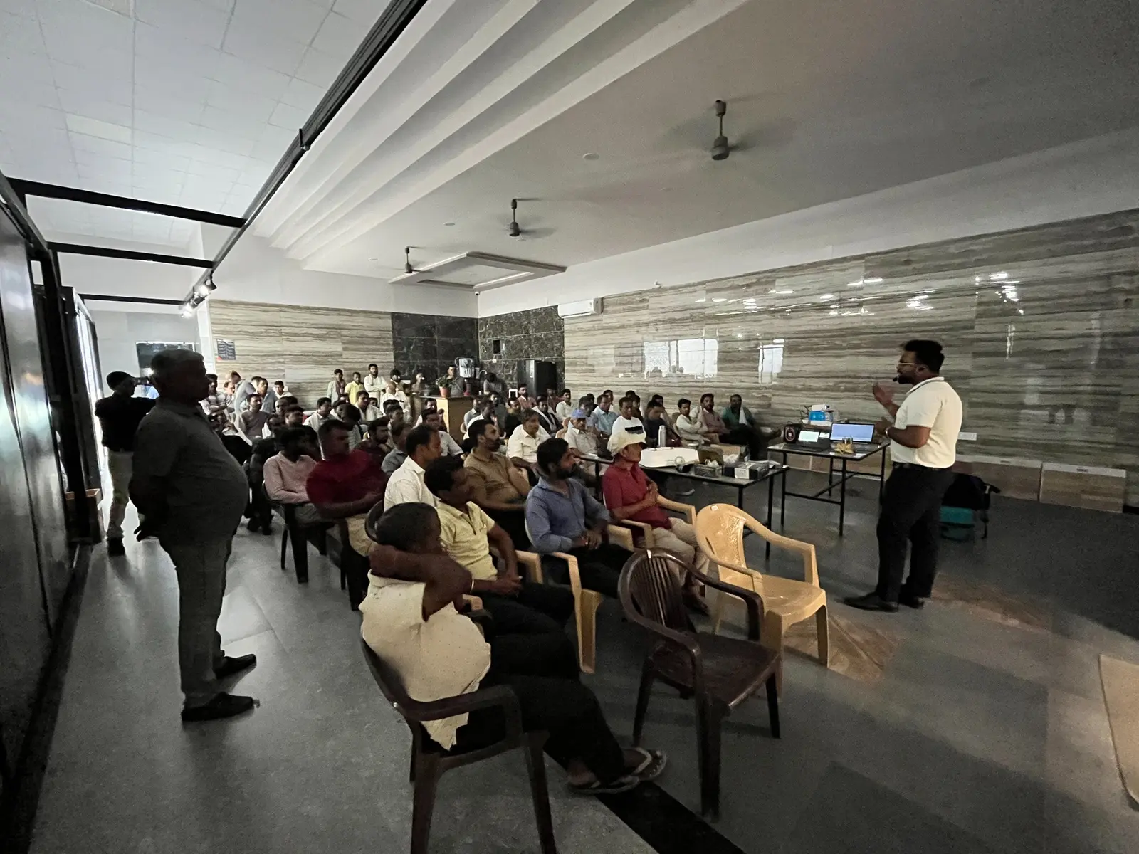 Bathsense representative presenting product information to plumbers in Bikaner