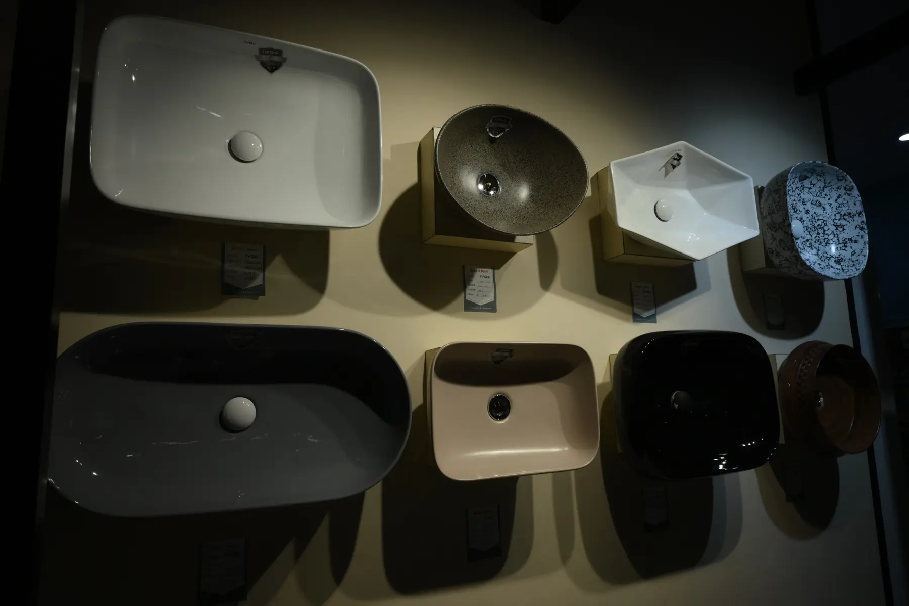 Designer sanitaryware basins displayed inside The Build Mart Bikaner