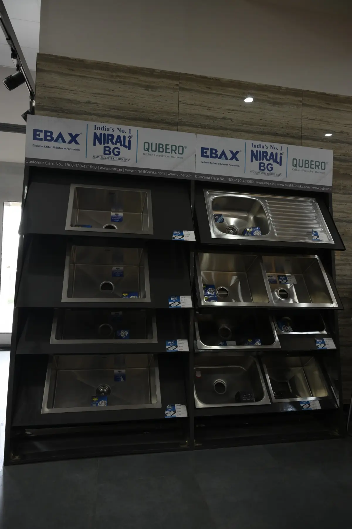 Nirali stainless-steel kitchen sink range displayed at The Build Mart Bikaner
