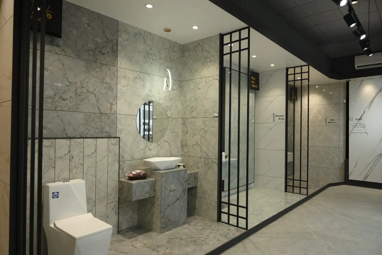 Somany bathroom wall and floor tile display inside Somany Arcade Bikaner